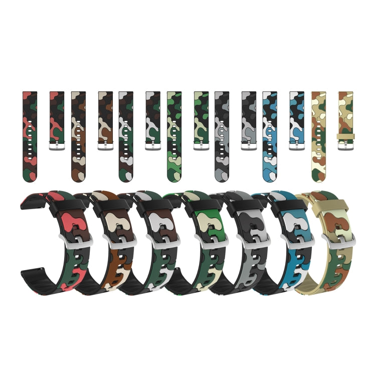 22mm For Amazfit Smart Sport Watch / Smart Sport Watch 2 / Smart Sport Watch 3 / Smart Sport Watch 2S Camouflage Silicone  Watch Band with Silver Buckle(5) - Watch Bands by buy2fix | Online Shopping UK | buy2fix