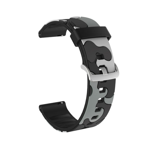 20mm For Fossil Mens Sport Camouflage Silicone  Watch Band with Silver Buckle(5) - Watch Bands by buy2fix | Online Shopping UK | buy2fix