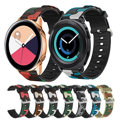 20mm For Fossil Mens Sport Camouflage Silicone  Watch Band with Silver Buckle(5) - Watch Bands by buy2fix | Online Shopping UK | buy2fix