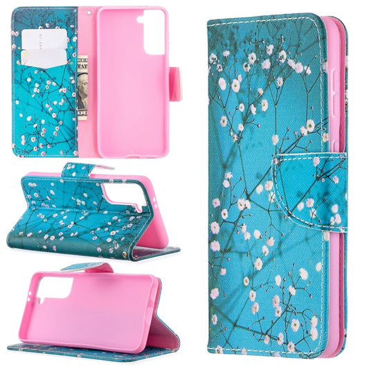 For Samsung Galaxy S21 5G Colored Drawing Pattern Horizontal Flip Leather Case with Holder & Card Slots & Wallet(Plum Blossom) - Galaxy S21 5G Cases by buy2fix | Online Shopping UK | buy2fix