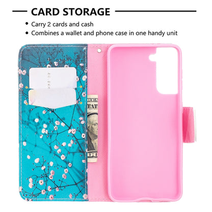 For Samsung Galaxy S21 5G Colored Drawing Pattern Horizontal Flip Leather Case with Holder & Card Slots & Wallet(Plum Blossom) - Galaxy S21 5G Cases by buy2fix | Online Shopping UK | buy2fix