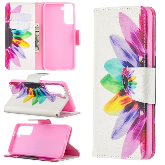 For Samsung Galaxy S21 5G Colored Drawing Pattern Horizontal Flip Leather Case with Holder & Card Slots & Wallet(Sun Flower) - Galaxy S21 5G Cases by buy2fix | Online Shopping UK | buy2fix