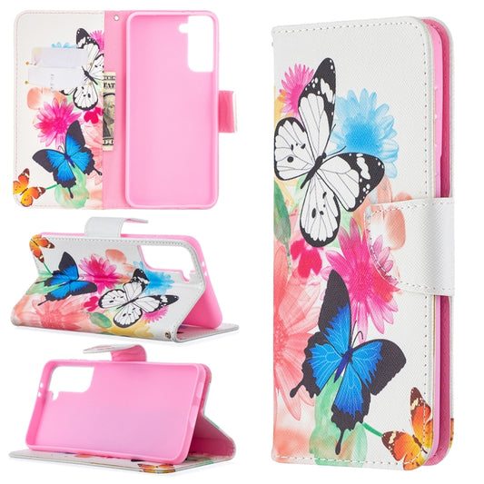 For Samsung Galaxy S21+ 5G Colored Drawing Pattern Horizontal Flip Leather Case with Holder & Card Slots & Wallet(Butterfly) - Galaxy S21+ 5G Cases by buy2fix | Online Shopping UK | buy2fix