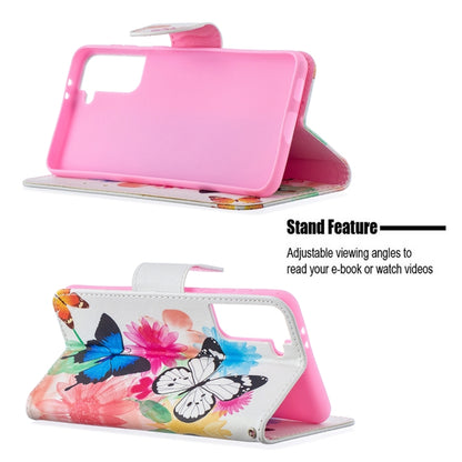 For Samsung Galaxy S21+ 5G Colored Drawing Pattern Horizontal Flip Leather Case with Holder & Card Slots & Wallet(Butterfly) - Galaxy S21+ 5G Cases by buy2fix | Online Shopping UK | buy2fix