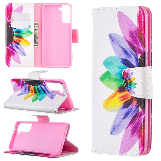 For Samsung Galaxy S21+ 5G Colored Drawing Pattern Horizontal Flip Leather Case with Holder & Card Slots & Wallet(Sun Flower) - Galaxy S21+ 5G Cases by buy2fix | Online Shopping UK | buy2fix
