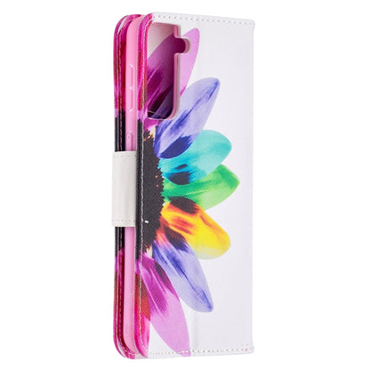 For Samsung Galaxy S21+ 5G Colored Drawing Pattern Horizontal Flip Leather Case with Holder & Card Slots & Wallet(Sun Flower) - Galaxy S21+ 5G Cases by buy2fix | Online Shopping UK | buy2fix