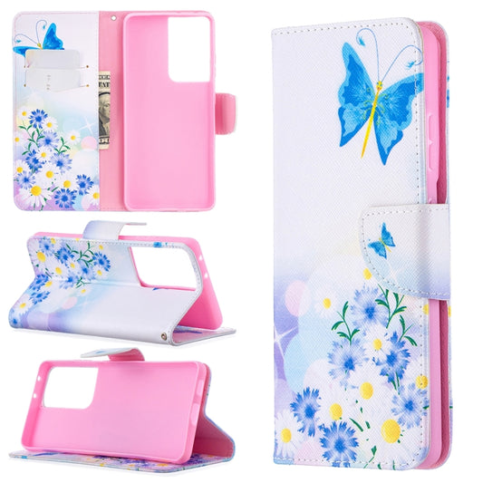 For Samsung Galaxy S21 Ultra 5G Colored Drawing Pattern Horizontal Flip Leather Case with Holder & Card Slots & Wallet(Flower and Butterfly) - Galaxy S21 Ultra 5G Cases by buy2fix | Online Shopping UK | buy2fix