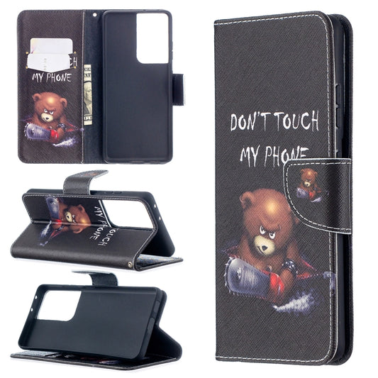 For Samsung Galaxy S21 Ultra 5G Colored Drawing Pattern Horizontal Flip Leather Case with Holder & Card Slots & Wallet(Bear) - Galaxy S21 Ultra 5G Cases by buy2fix | Online Shopping UK | buy2fix
