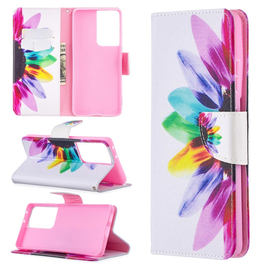 For Samsung Galaxy S21 Ultra 5G Colored Drawing Pattern Horizontal Flip Leather Case with Holder & Card Slots & Wallet(Sun Flower) - Galaxy S21 Ultra 5G Cases by buy2fix | Online Shopping UK | buy2fix