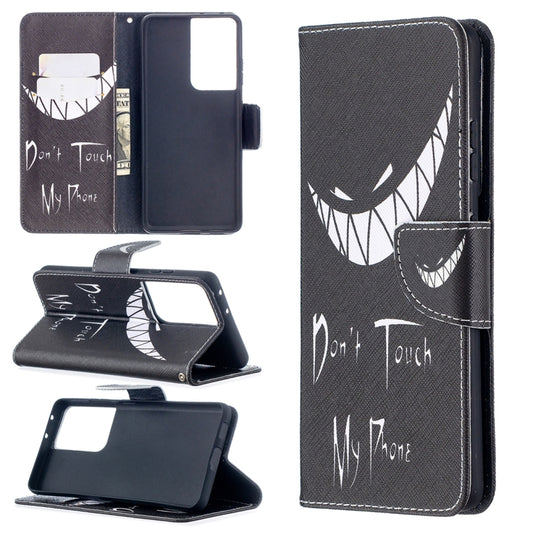 For Samsung Galaxy S21 Ultra 5G Colored Drawing Pattern Horizontal Flip Leather Case with Holder & Card Slots & Wallet(Smirk) - Galaxy S21 Ultra 5G Cases by buy2fix | Online Shopping UK | buy2fix