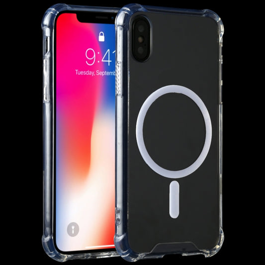 For iPhone X / XS Clear Four-corner Airbag Magnetic Shockproof Protective Magsafe Case - iPhone 11 Pro Cases by buy2fix | Online Shopping UK | buy2fix