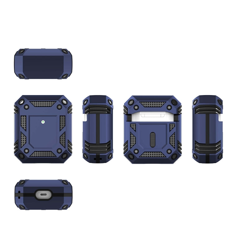 Iron Man Four-corner Shockproof Earphone Protective Cover For AirPods 1 / 2(Blue) - For AirPods 1/2 by buy2fix | Online Shopping UK | buy2fix