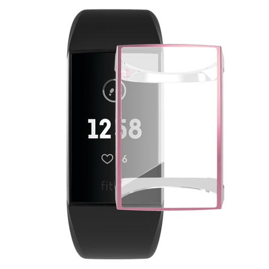 For Fitbit Charge 3 / 4 Full Coverage Plating TPU Watch Case(Pink) - Watch Bands by buy2fix | Online Shopping UK | buy2fix