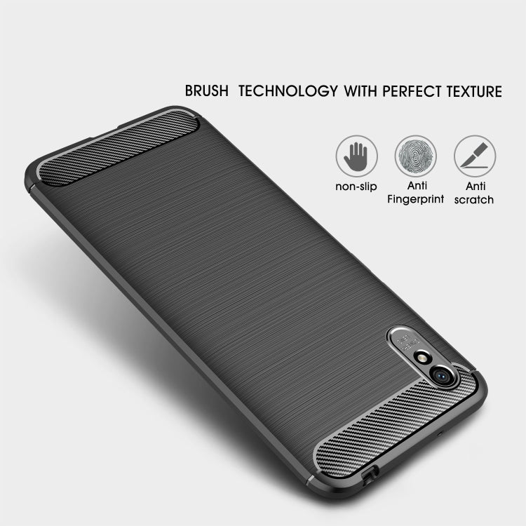 For Xiaomi Redmi 9A Brushed Texture Carbon Fiber TPU Case(Black) - Xiaomi Cases by buy2fix | Online Shopping UK | buy2fix