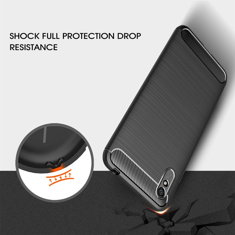 For Xiaomi Redmi 9A Brushed Texture Carbon Fiber TPU Case(Black) - Xiaomi Cases by buy2fix | Online Shopping UK | buy2fix