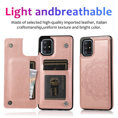 For Samsung Galaxy A71 / A81 / A10 / A91 Double Buckle Mandala Pattern PU+TPU Protective Case with Card Slots & Holder & Photo Frame(Rose Gold) by buy2fix