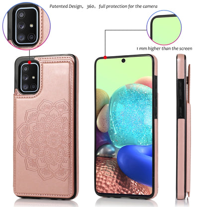For Samsung Galaxy A71 / A81 / A10 / A91 Double Buckle Mandala Pattern PU+TPU Protective Case with Card Slots & Holder & Photo Frame(Rose Gold) by buy2fix