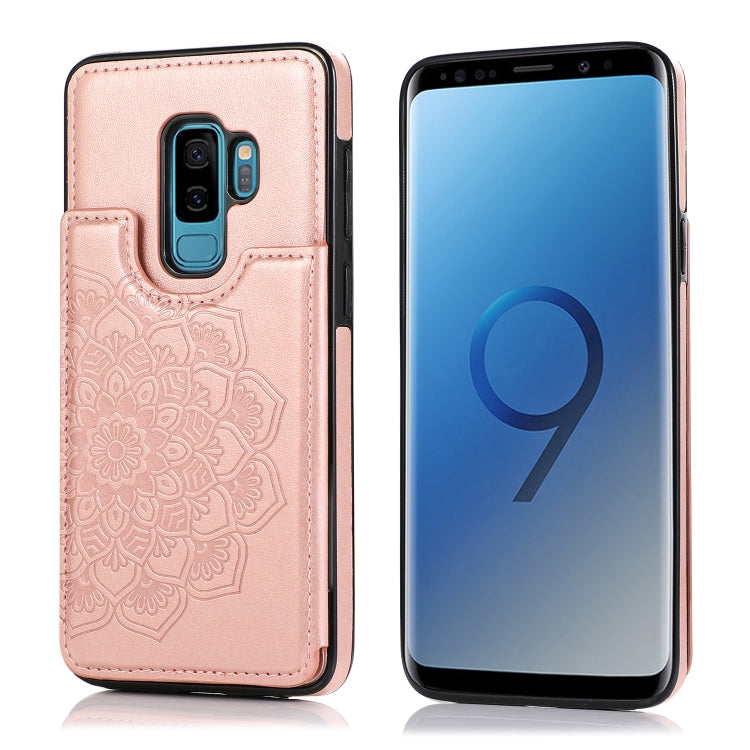 For Samsung Galaxy S9 Plus Double Buckle Mandala Pattern PU+TPU Protective Case with Card Slots & Holder & Photo Frame(Rose Gold) by buy2fix