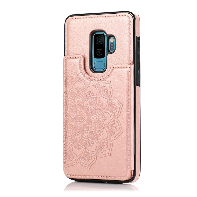 For Samsung Galaxy S9 Plus Double Buckle Mandala Pattern PU+TPU Protective Case with Card Slots & Holder & Photo Frame(Rose Gold) by buy2fix
