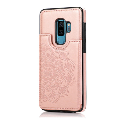 For Samsung Galaxy S9 Plus Double Buckle Mandala Pattern PU+TPU Protective Case with Card Slots & Holder & Photo Frame(Rose Gold) by buy2fix