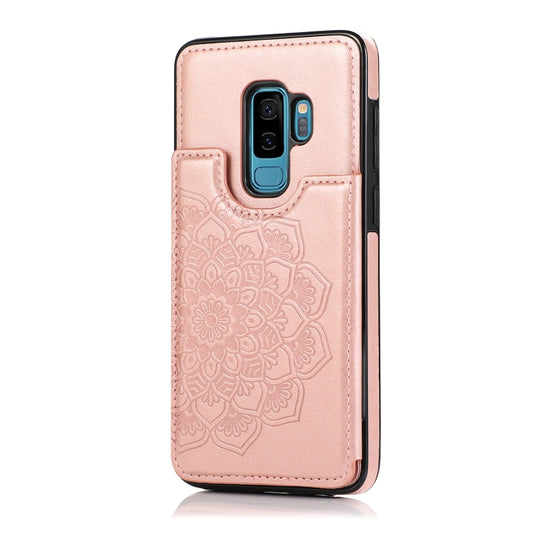 For Samsung Galaxy S9 Plus Double Buckle Mandala Pattern PU+TPU Protective Case with Card Slots & Holder & Photo Frame(Rose Gold) by buy2fix