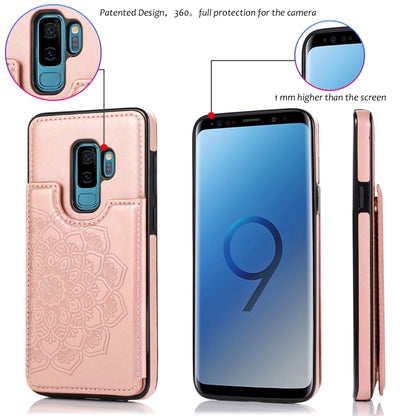 For Samsung Galaxy S9 Plus Double Buckle Mandala Pattern PU+TPU Protective Case with Card Slots & Holder & Photo Frame(Rose Gold) by buy2fix