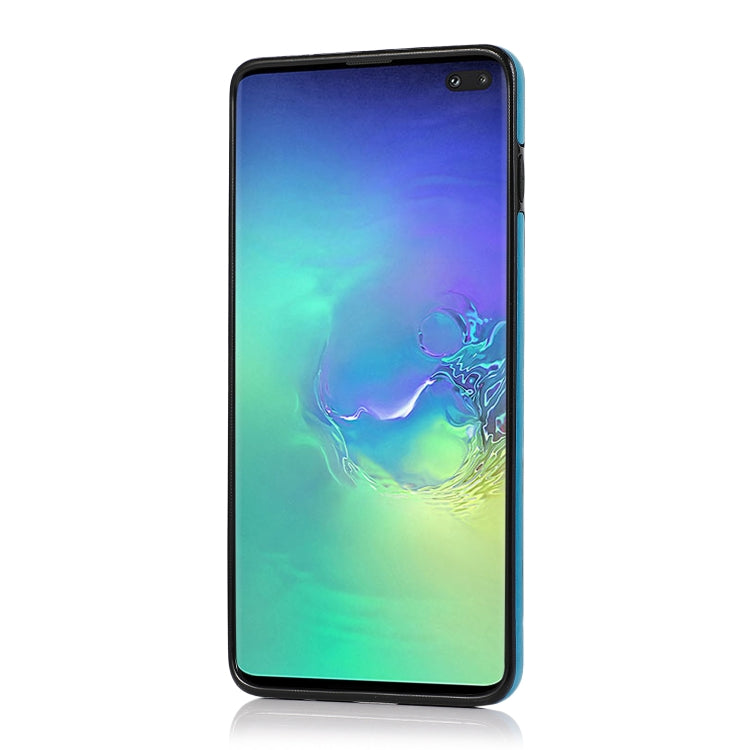 For Samsung Galaxy S10 Plus Double Buckle Mandala Pattern PU+TPU Protective Case with Card Slots & Holder & Photo Frame(Blue) by buy2fix