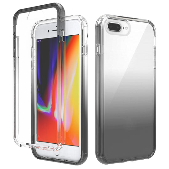 For iPhone SE 2022 / SE 2020 / 8 / 7 Shockproof  High Transparency Two-color Gradual Change PC+TPU Candy Colors Protective Case(Black)