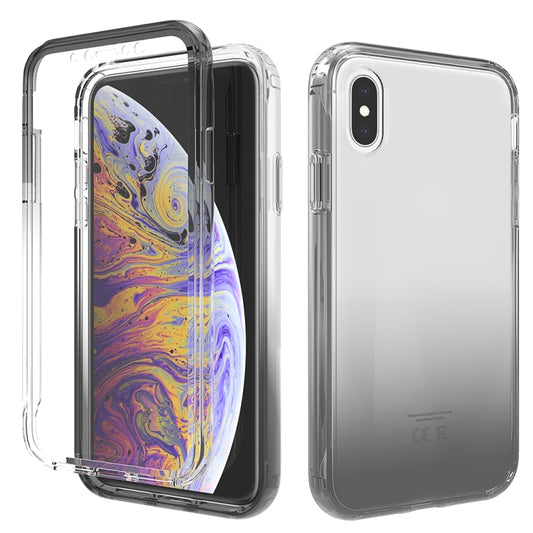 For iPhone X / XS Shockproof  High Transparency Two-color Gradual Change PC+TPU Candy Colors Protective Case(Black) - More iPhone Cases by buy2fix | Online Shopping UK | buy2fix