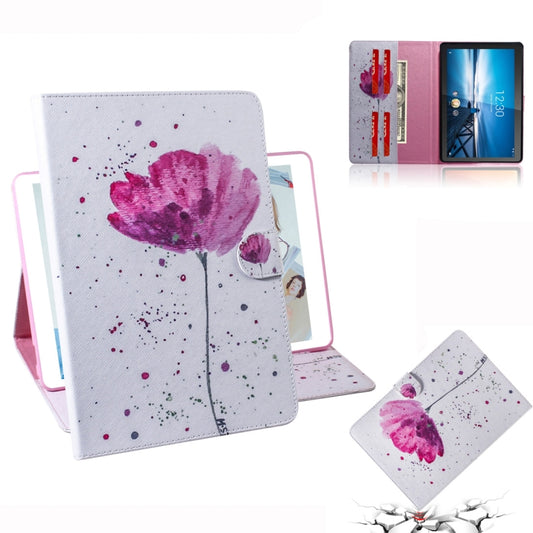 For Lenovo Tab M10 FHD REL TB-X605 Coloured Drawing Horizontal Flip Leather Case with Holder & Card Slots & Wallet(Purple Orchid) - Lenovo by buy2fix | Online Shopping UK | buy2fix