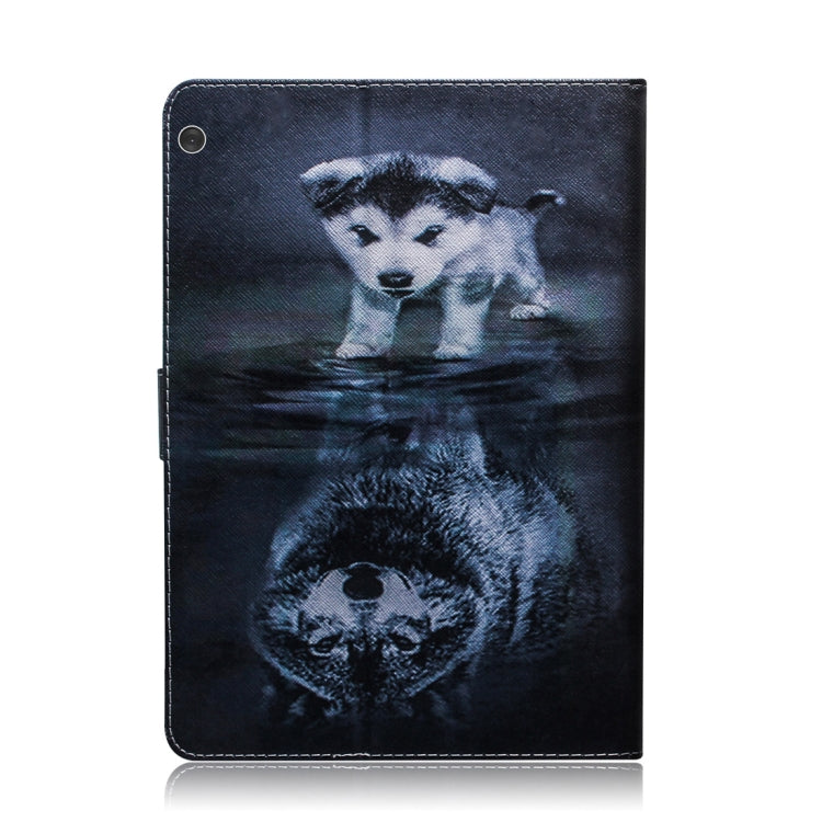 For Lenovo Tab M10 FHD REL TB-X605 Coloured Drawing Horizontal Flip Leather Case with Holder & Card Slots & Wallet(Wolf and Dog) by buy2fix