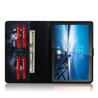 For Lenovo Tab M10 FHD REL TB-X605 Coloured Drawing Horizontal Flip Leather Case with Holder & Card Slots & Wallet(Wolf and Dog) by buy2fix