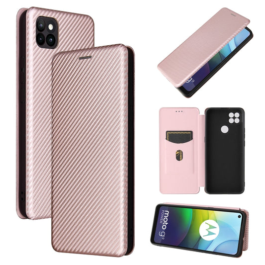 For Motorola Moto G9 Power Carbon Fiber Texture Horizontal Flip TPU + PC + PU Leather Case with Card Slot(Pink) - Motorola Cases by buy2fix | Online Shopping UK | buy2fix