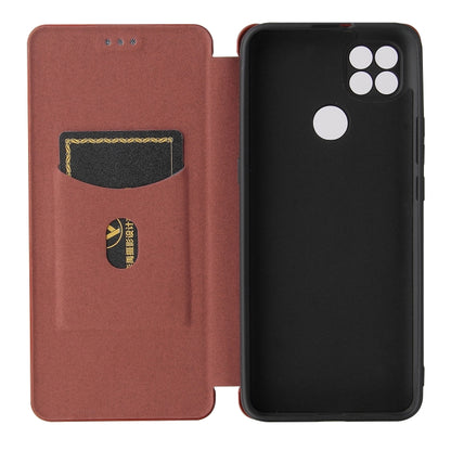 For Motorola Moto G9 Power Carbon Fiber Texture Horizontal Flip TPU + PC + PU Leather Case with Card Slot(Brown) - Motorola Cases by buy2fix | Online Shopping UK | buy2fix