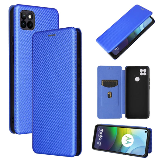 For Motorola Moto G9 Power Carbon Fiber Texture Horizontal Flip TPU + PC + PU Leather Case with Card Slot(Blue) - Motorola Cases by buy2fix | Online Shopping UK | buy2fix