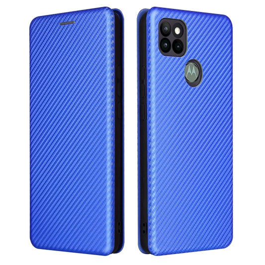 For Motorola Moto G9 Power Carbon Fiber Texture Horizontal Flip TPU + PC + PU Leather Case with Card Slot(Blue) - Motorola Cases by buy2fix | Online Shopping UK | buy2fix
