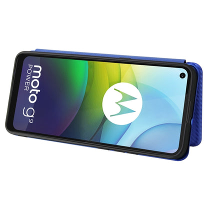 For Motorola Moto G9 Power Carbon Fiber Texture Horizontal Flip TPU + PC + PU Leather Case with Card Slot(Blue) - Motorola Cases by buy2fix | Online Shopping UK | buy2fix