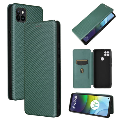 For Motorola Moto G9 Power Carbon Fiber Texture Horizontal Flip TPU + PC + PU Leather Case with Card Slot(Green) - Motorola Cases by buy2fix | Online Shopping UK | buy2fix