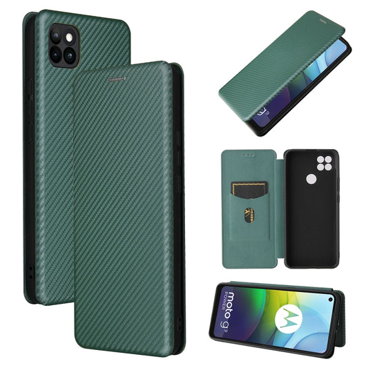 For Motorola Moto G9 Power Carbon Fiber Texture Horizontal Flip TPU + PC + PU Leather Case with Card Slot(Green) - Motorola Cases by buy2fix | Online Shopping UK | buy2fix