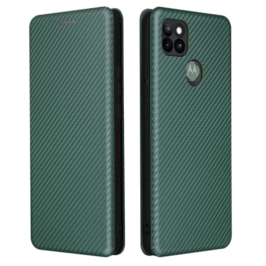 For Motorola Moto G9 Power Carbon Fiber Texture Horizontal Flip TPU + PC + PU Leather Case with Card Slot(Green) - Motorola Cases by buy2fix | Online Shopping UK | buy2fix
