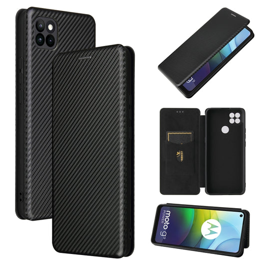 For Motorola Moto G9 Power Carbon Fiber Texture Horizontal Flip TPU + PC + PU Leather Case with Card Slot(Black) - Motorola Cases by buy2fix | Online Shopping UK | buy2fix