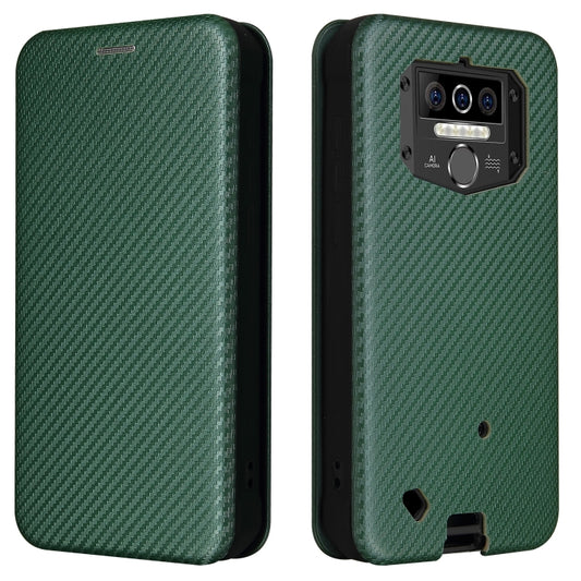 For Oukitel WP5 / WP5 Pro Carbon Fiber Texture Horizontal Flip TPU + PC + PU Leather Case with Card Slot(Green) - More Brand by buy2fix | Online Shopping UK | buy2fix