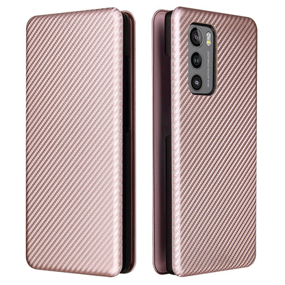 For LG Wing 5G Carbon Fiber Texture Horizontal Flip TPU + PC + PU Leather Case with Card Slot(Pink) - LG Cases by buy2fix | Online Shopping UK | buy2fix