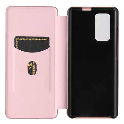 For LG Wing 5G Carbon Fiber Texture Horizontal Flip TPU + PC + PU Leather Case with Card Slot(Pink) - LG Cases by buy2fix | Online Shopping UK | buy2fix
