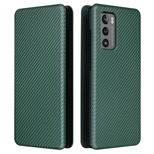 For LG Wing 5G Carbon Fiber Texture Horizontal Flip TPU + PC + PU Leather Case with Card Slot(Green) - LG Cases by buy2fix | Online Shopping UK | buy2fix