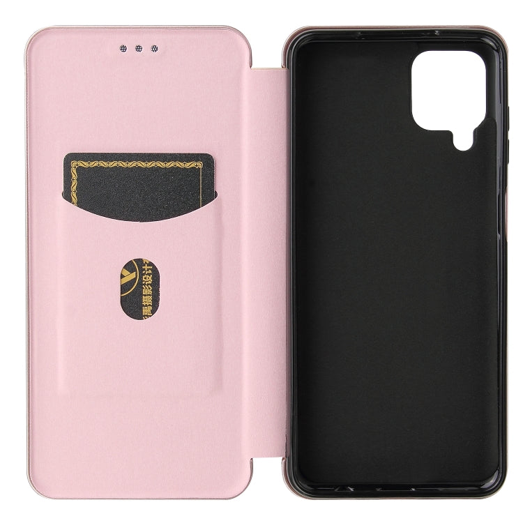 For Samsung Galaxy A12 / M12 / F12 Carbon Fiber Texture Horizontal Flip TPU + PC + PU Leather Case with Card Slot(Pink) by buy2fix