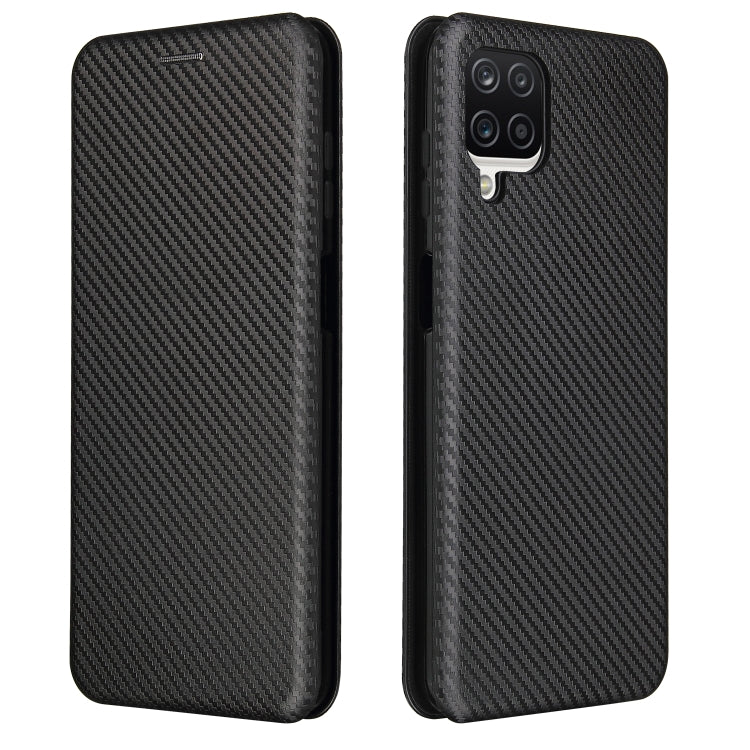 For Samsung Galaxy A12 / M12 / F12 Carbon Fiber Texture Horizontal Flip TPU + PC + PU Leather Case with Card Slot(Black) by buy2fix