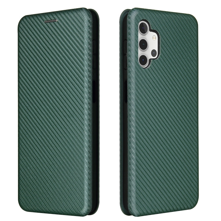 For Samsung Galaxy A32 5G Carbon Fiber Texture Horizontal Flip TPU + PC + PU Leather Case with Card Slot(Green) by buy2fix