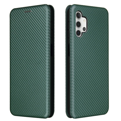 For Samsung Galaxy A32 5G Carbon Fiber Texture Horizontal Flip TPU + PC + PU Leather Case with Card Slot(Green) by buy2fix