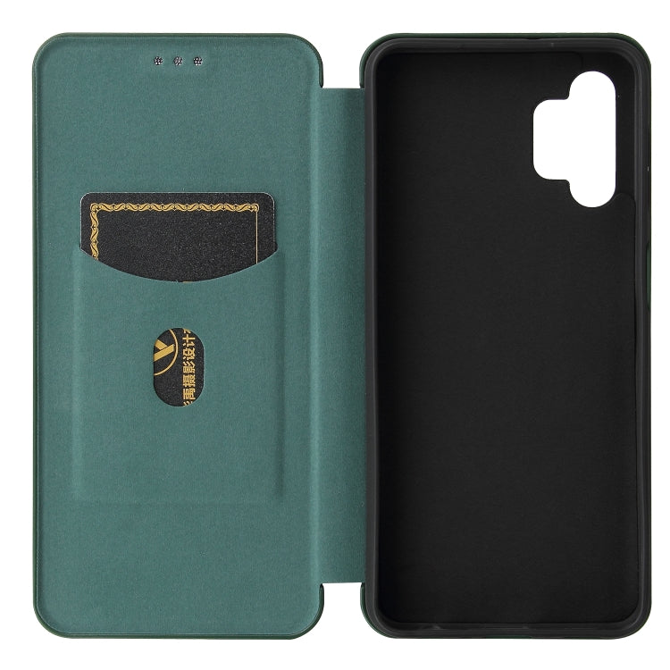 For Samsung Galaxy A32 5G Carbon Fiber Texture Horizontal Flip TPU + PC + PU Leather Case with Card Slot(Green) by buy2fix